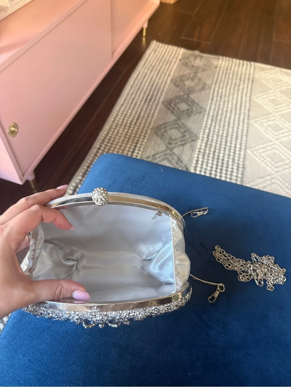 Verano Hill Silver Sparkle Evening Clutch